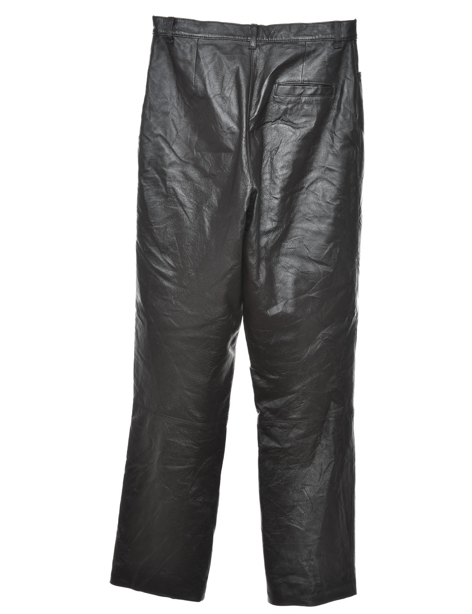Leather Black Classic Trousers - W26 L30