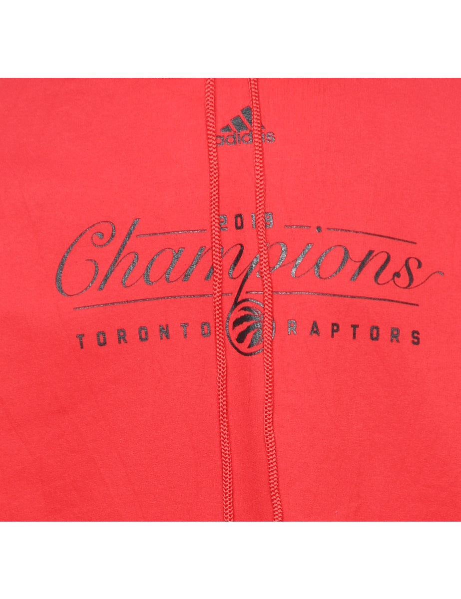 Adidas Hooded Black & Red Sports Sweatshirt - XL