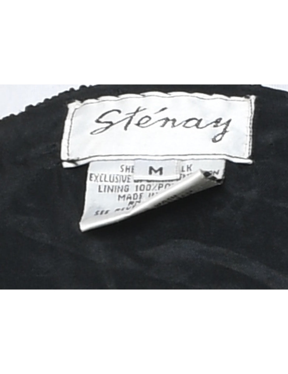 Beaded Black Silk Evening Jacket - M