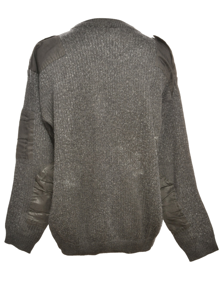 Long Sleeved Grey Knit Jumper - M