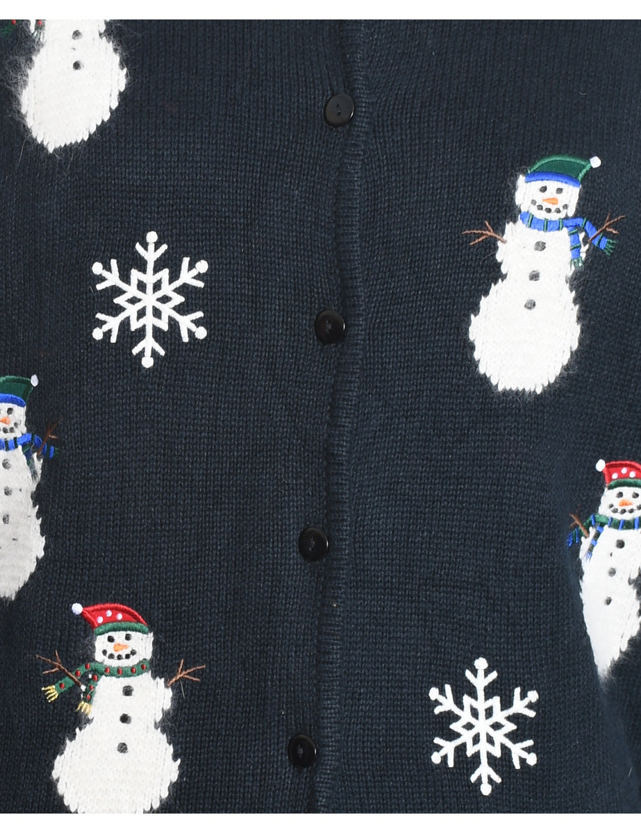 Snowman Christmas Cardigan - L