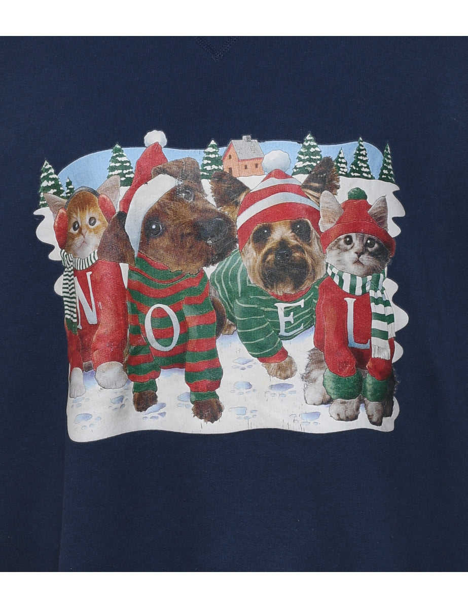 Animal Design Christmas Sweatshirt - XL