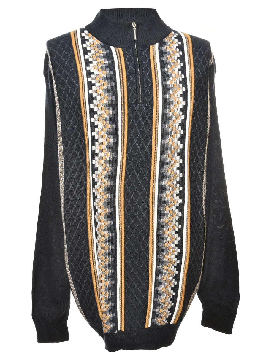 Quarter Zip Blue Jumper - XL