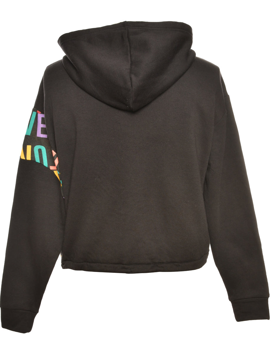 Black Printed Hoodie - L