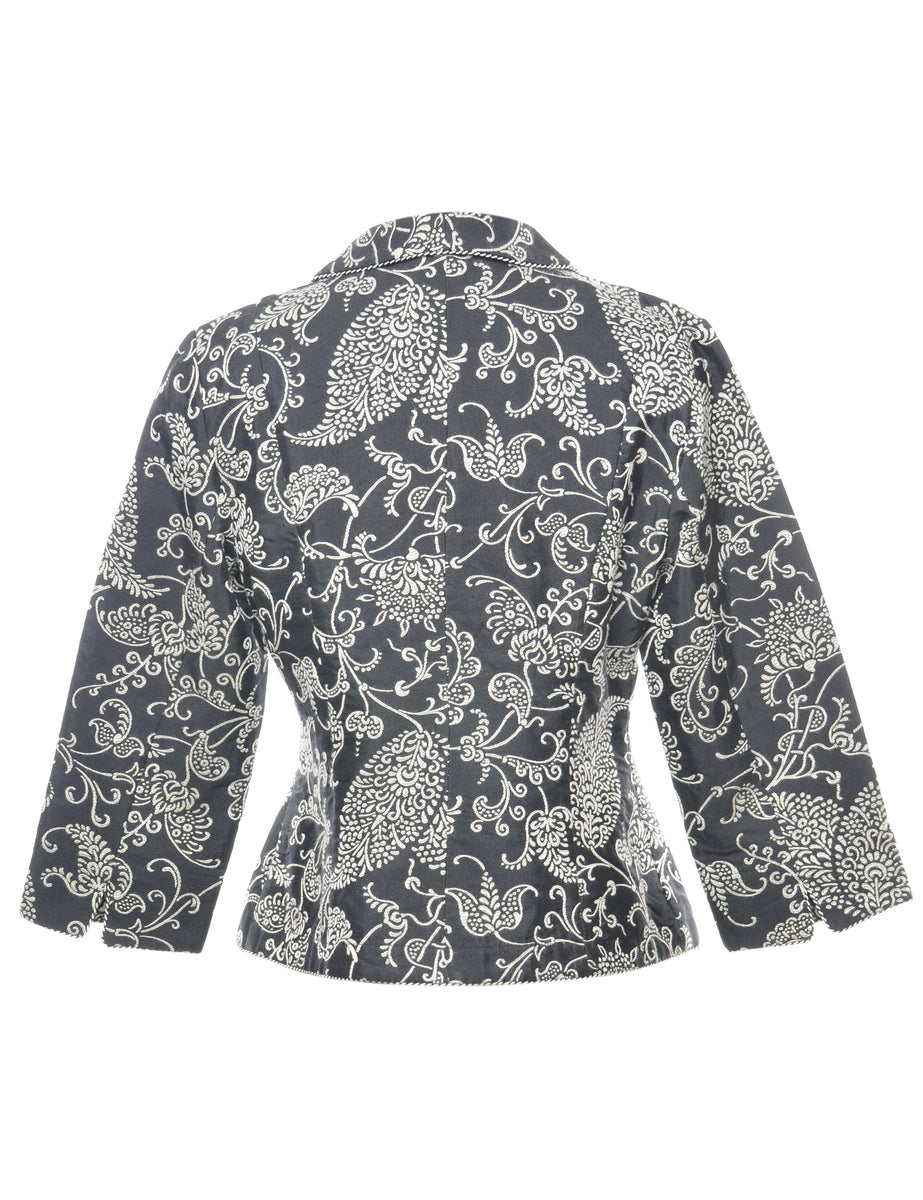 Paisley Pattern Black Cropped Tapestry Jacket - M