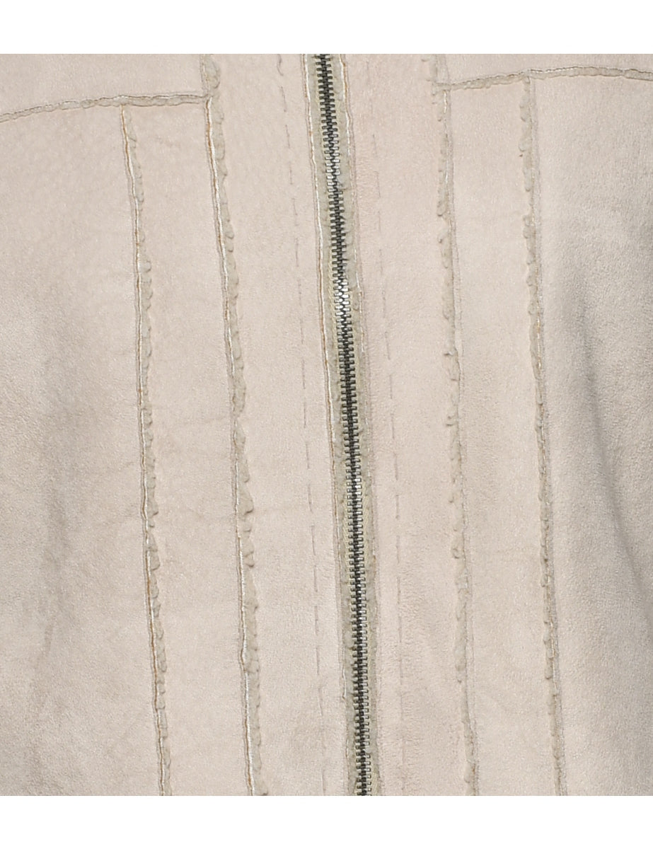 Shearling Lining Cropped Coat - L