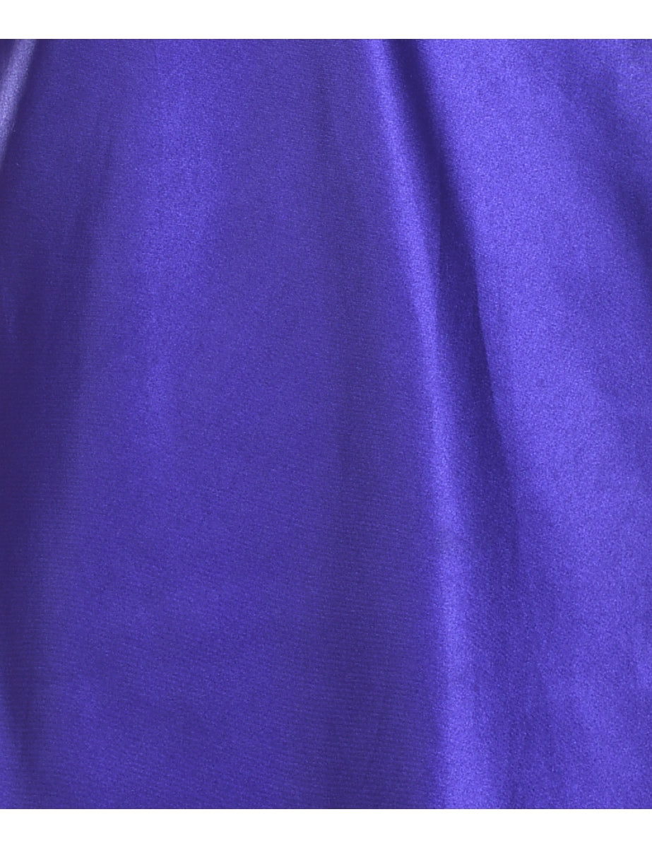 Shiny Purple Lace Trim Slip Dress - M