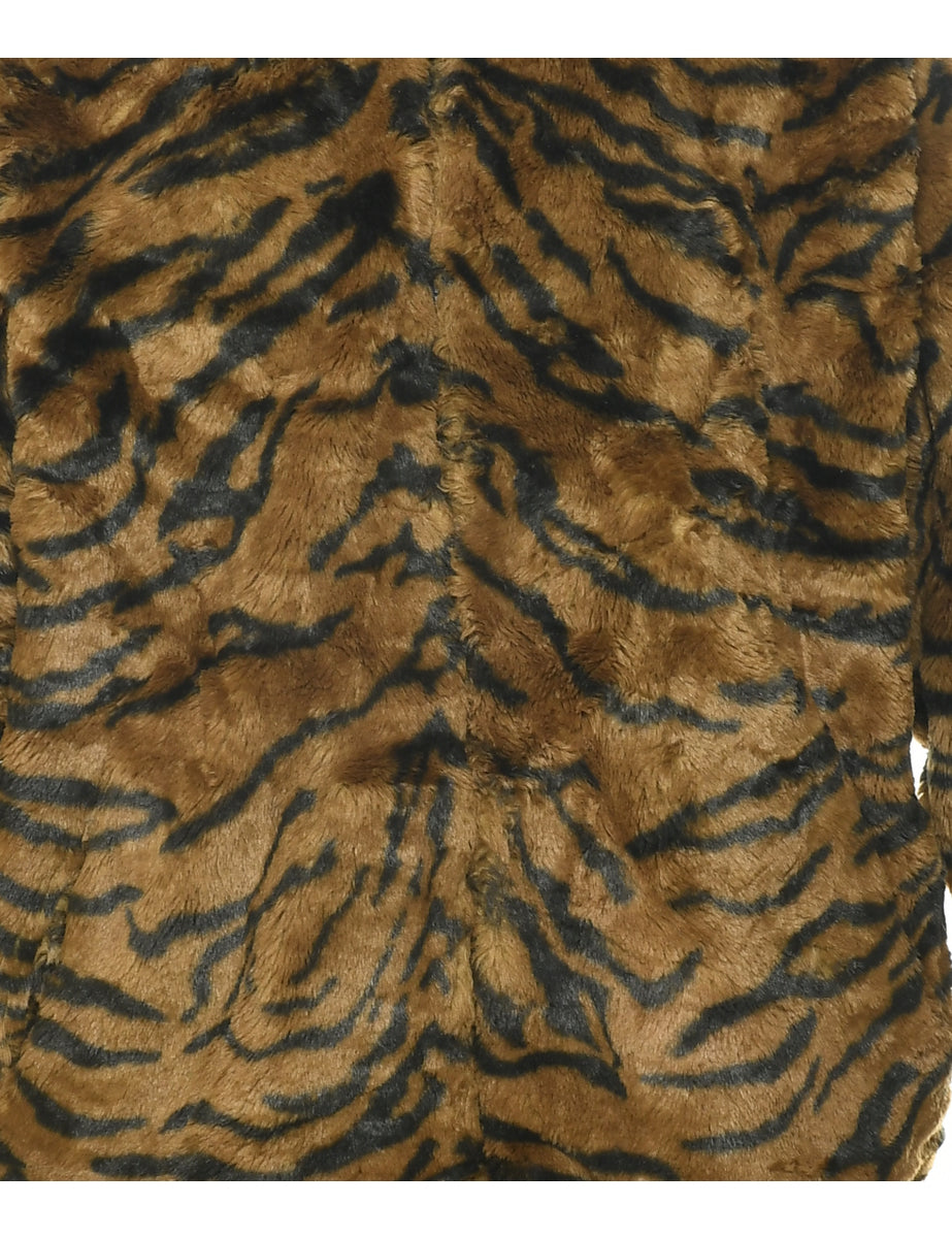 Animal Print Faux Fur Jacket - L