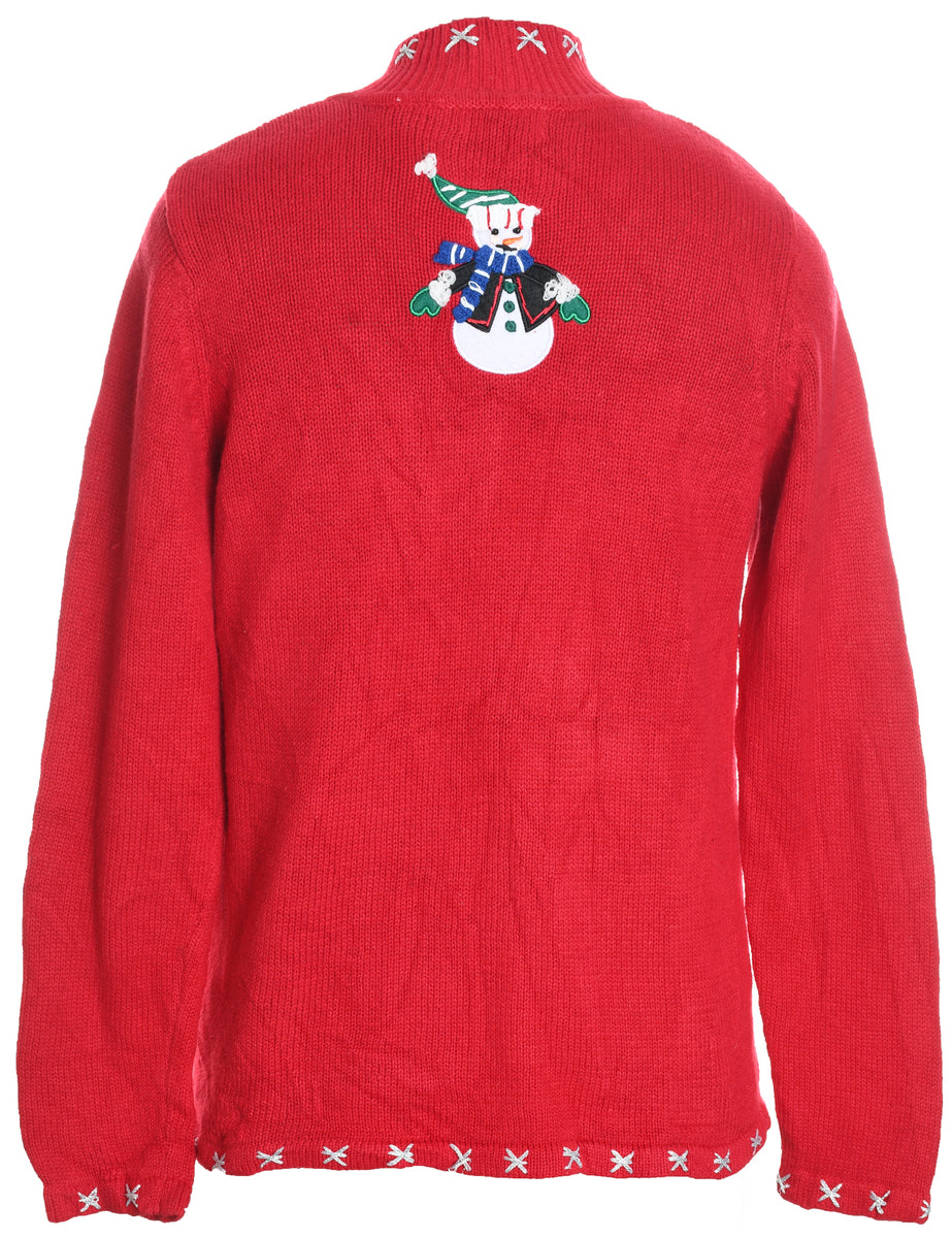 Snowman Christmas Cardigan - M