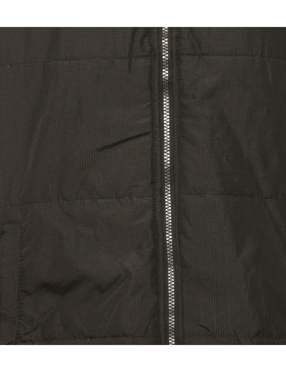 Zip-Front Black Puffer Jacket - XL