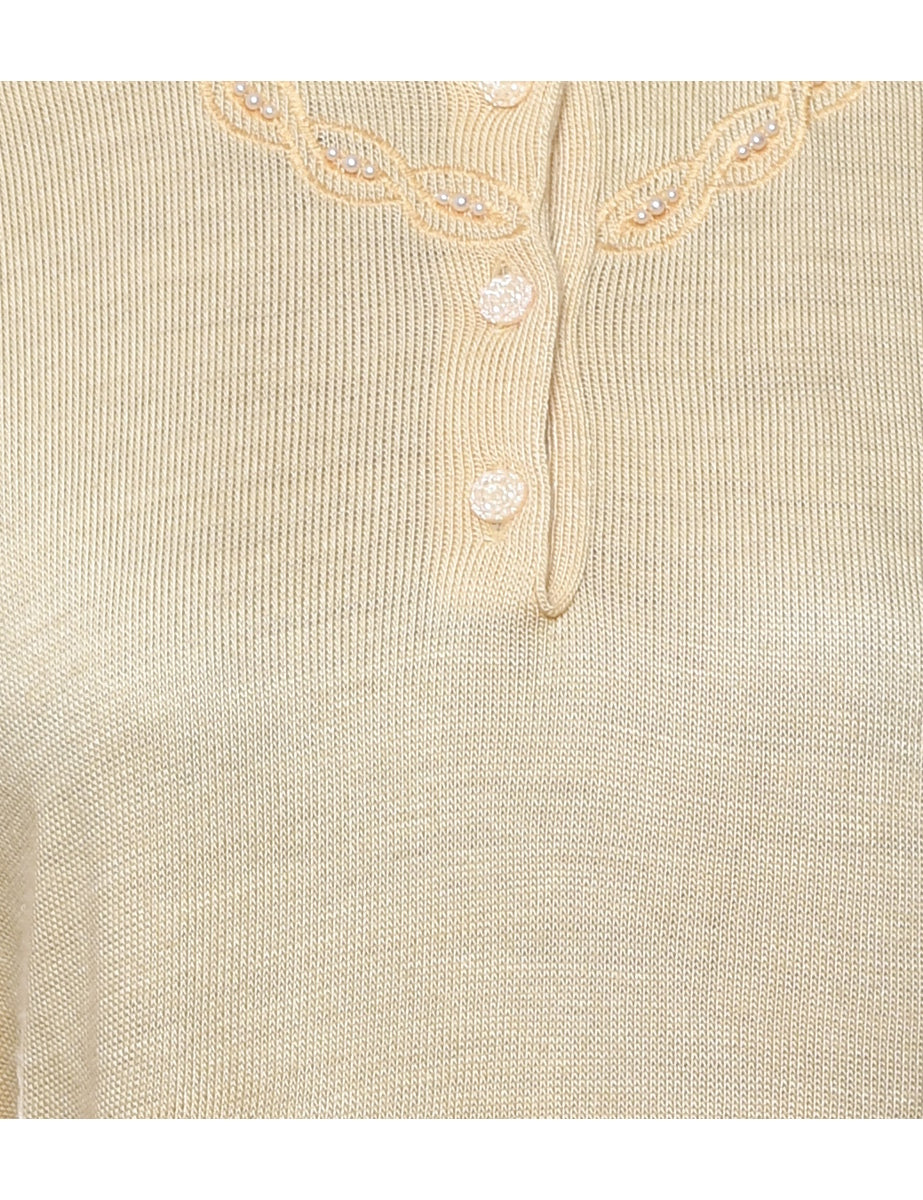 Short Sleeve Beaded Jumper - L