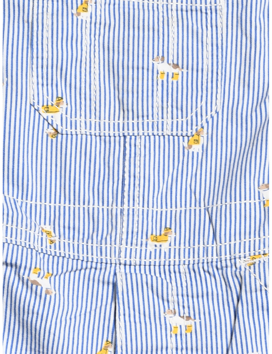 Cute Animal Print Stripy Dungaree - 18 MONTHS