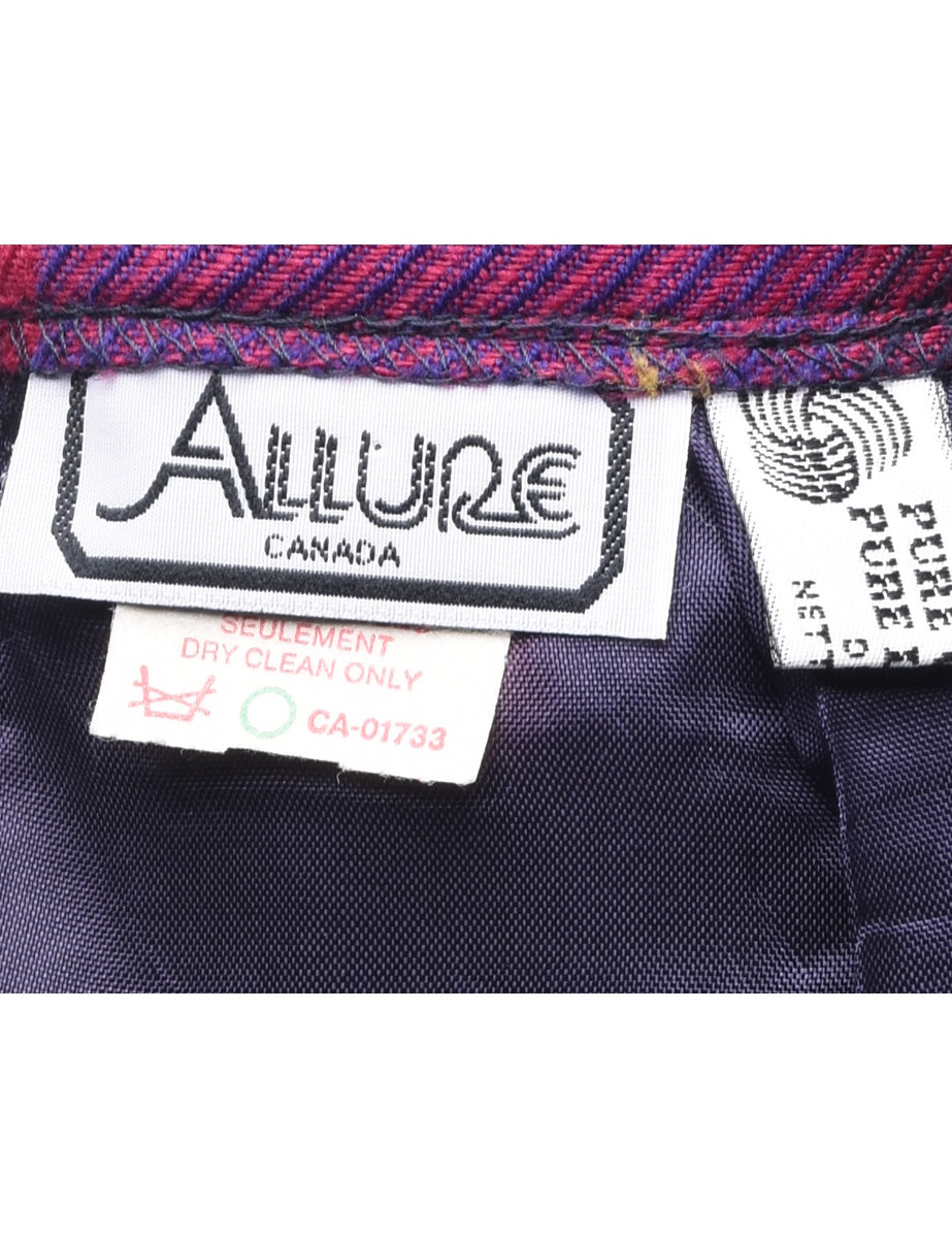 Wool Checked Pencil Skirt - M