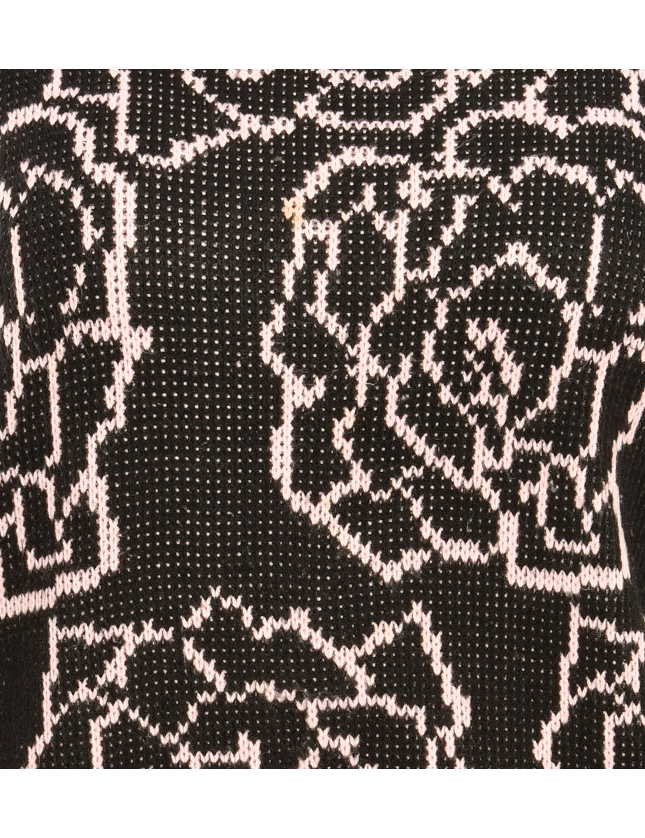 Patterned Black Jumper - M