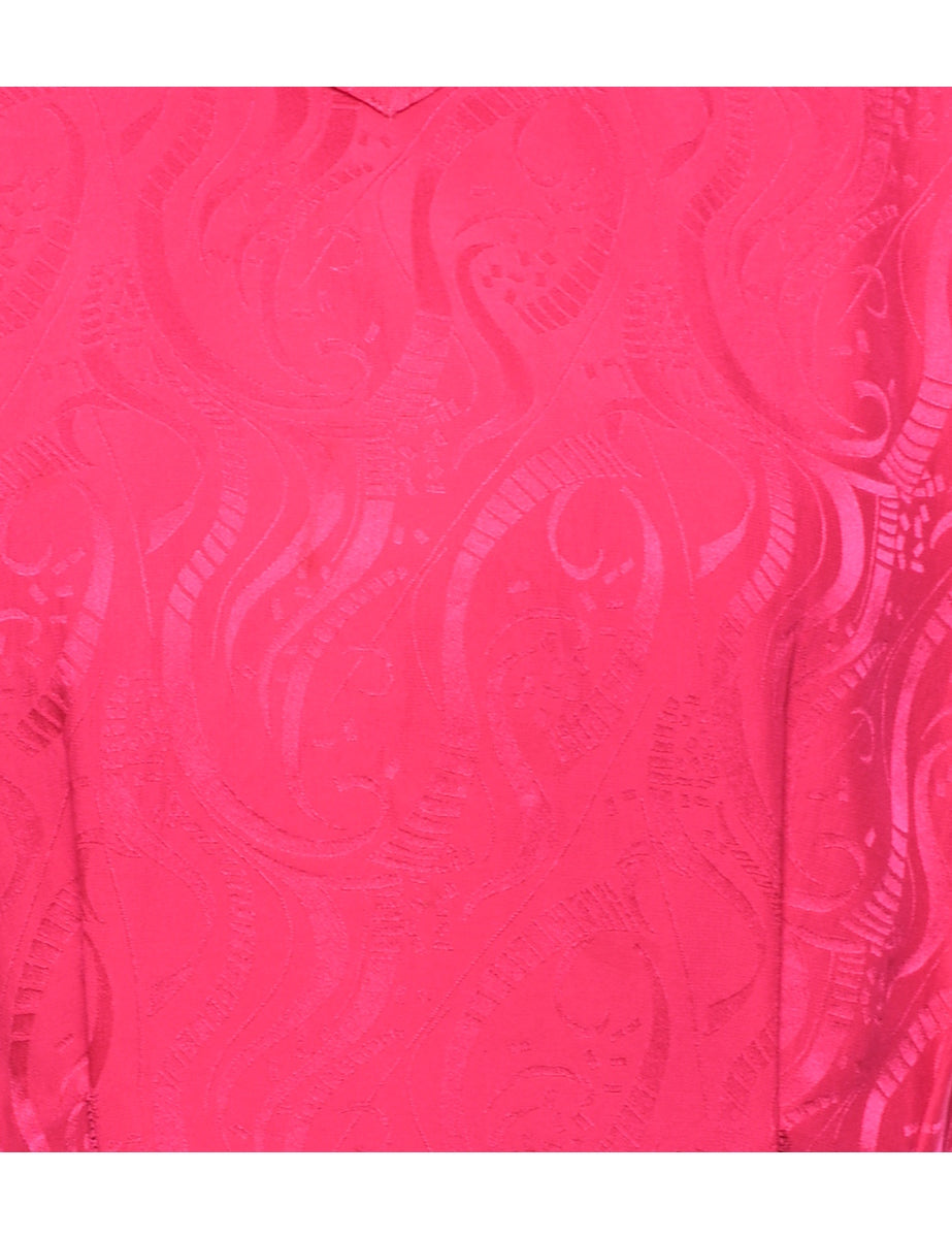 Silk Hot Pink Printed Top - M
