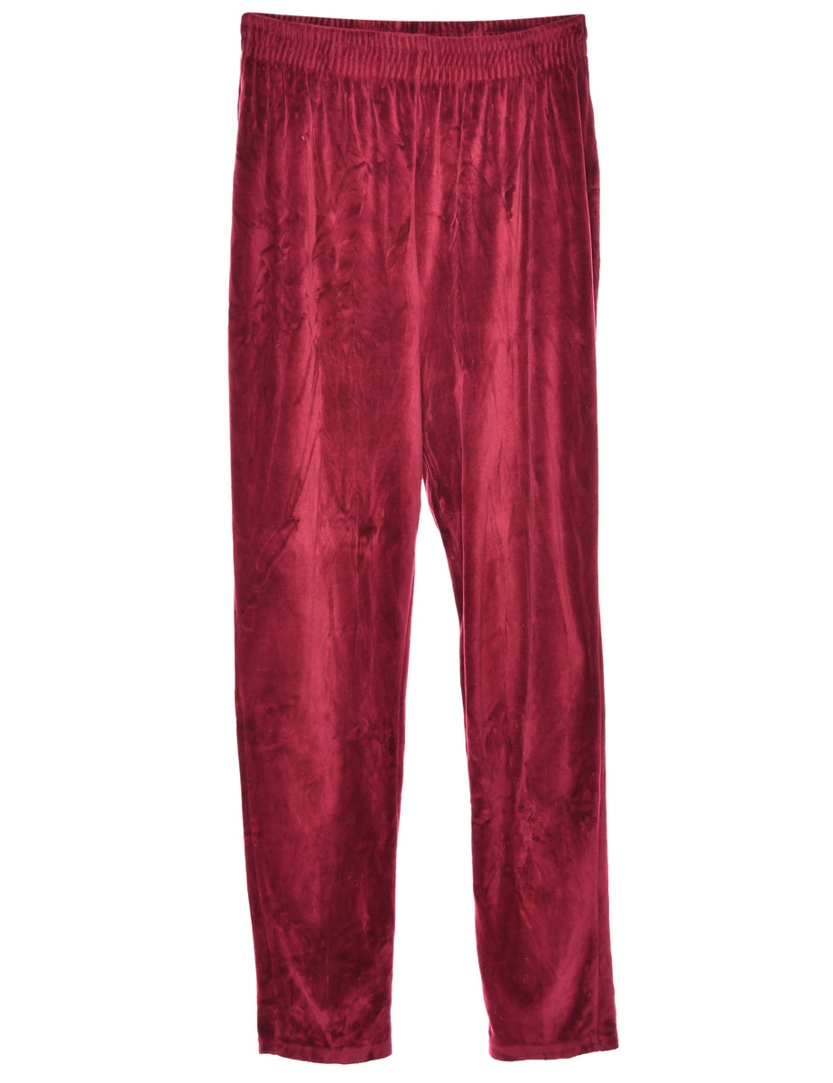 Velvet Fabric Maroon Trousers - W28 L33