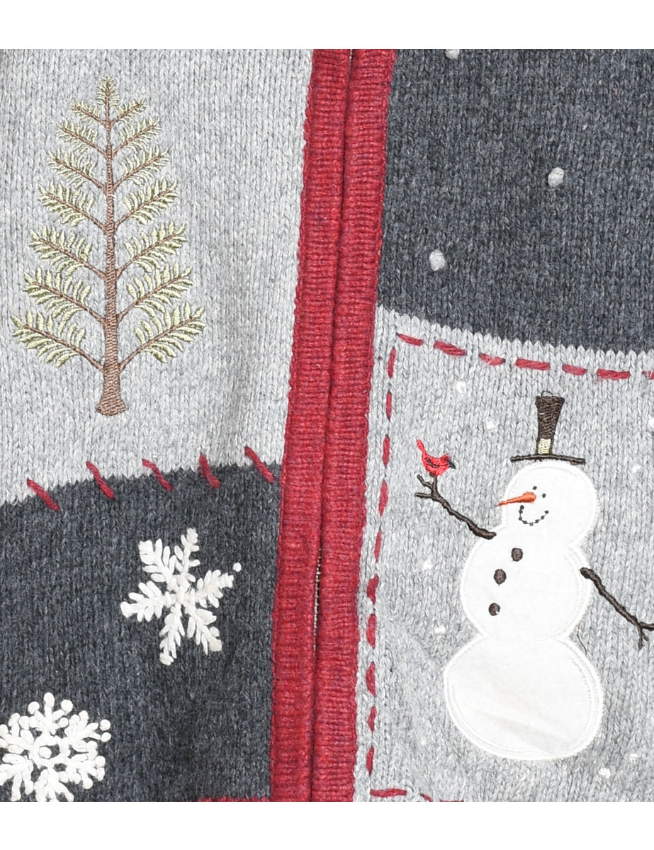 Snowman Christmas Cardigan - M