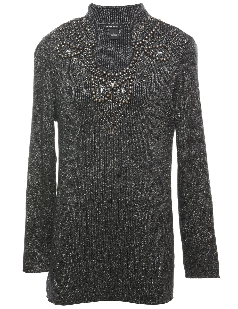 Lurex Thread Pattern Jumper - L