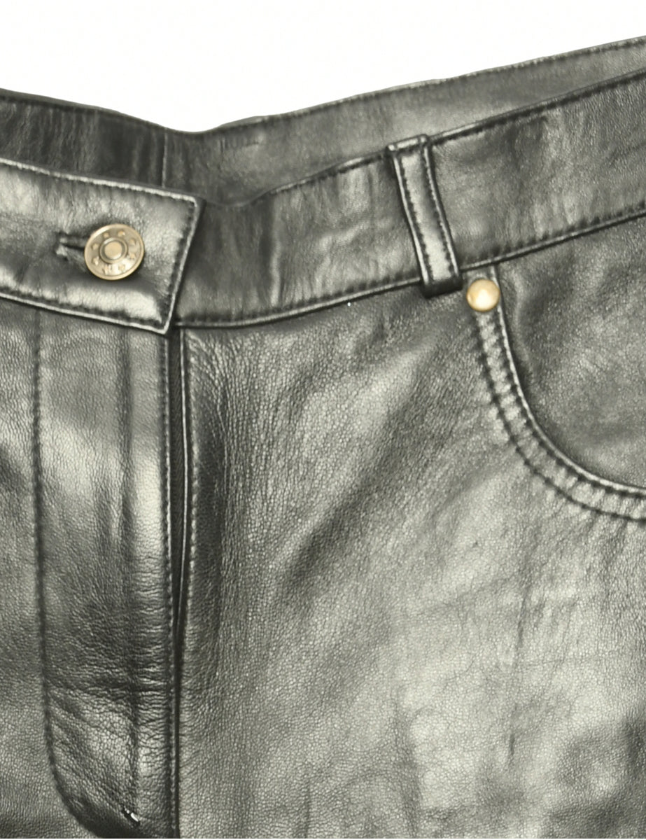 Black Leather Trousers - W34 L28