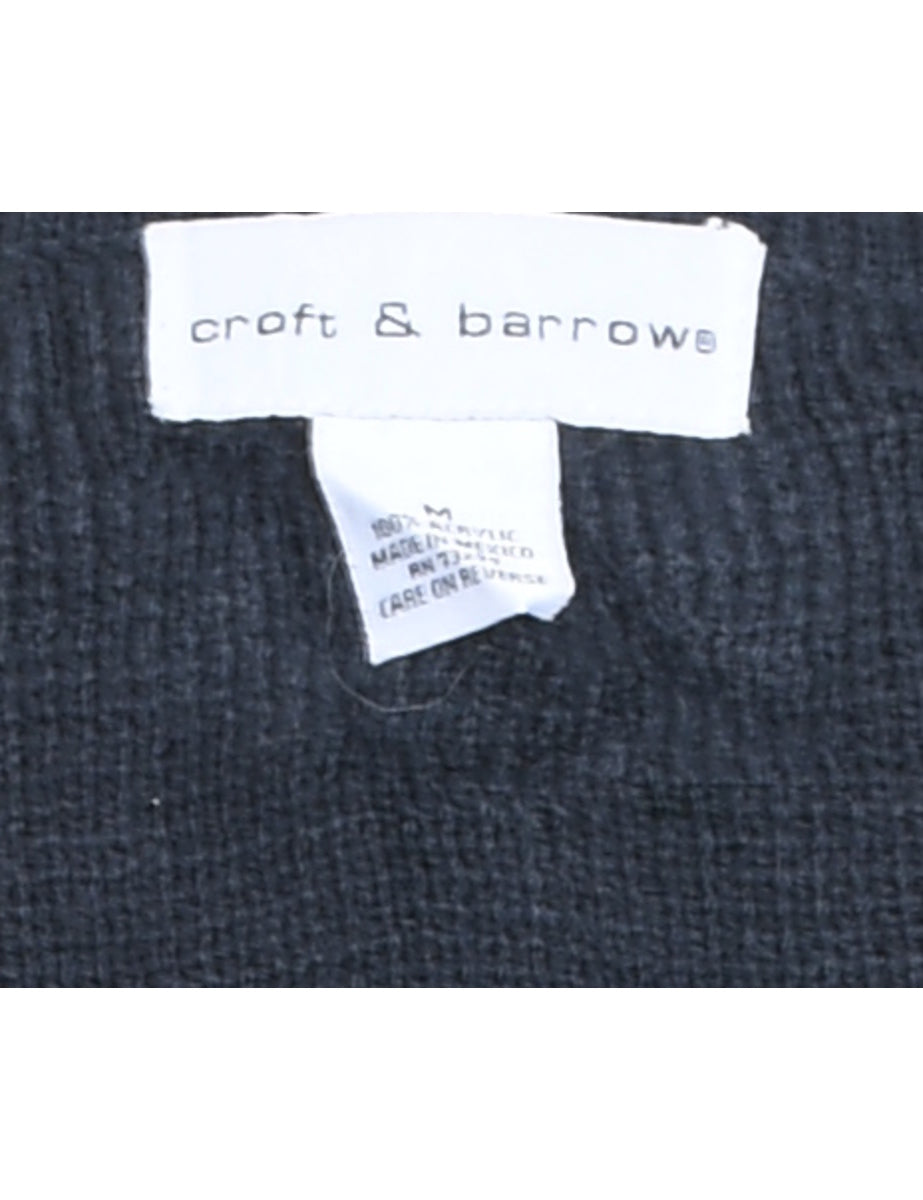 Navy Snowman Design Christmas Cardigan - M
