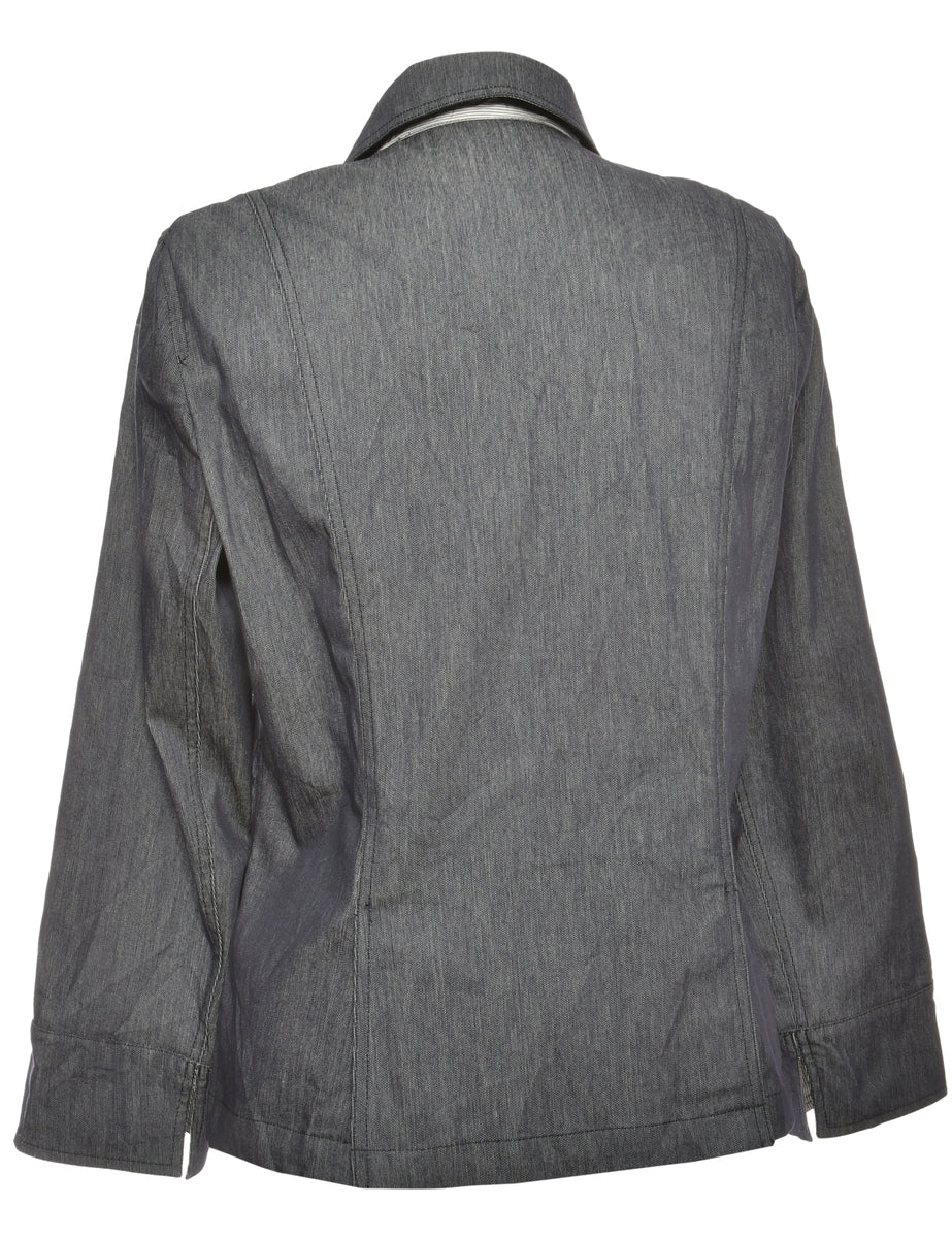 Button-Front Grey Jacket - XL