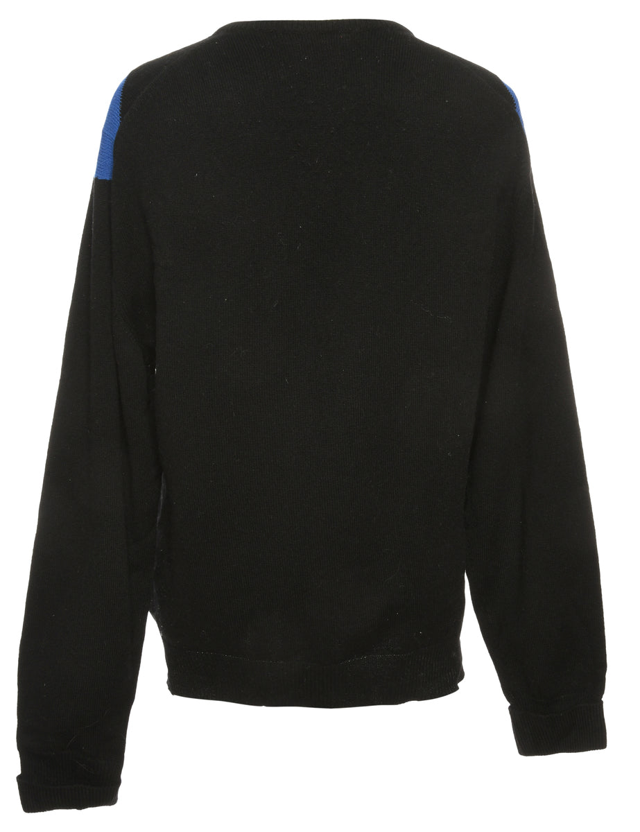 Black Argyle Jumper - M