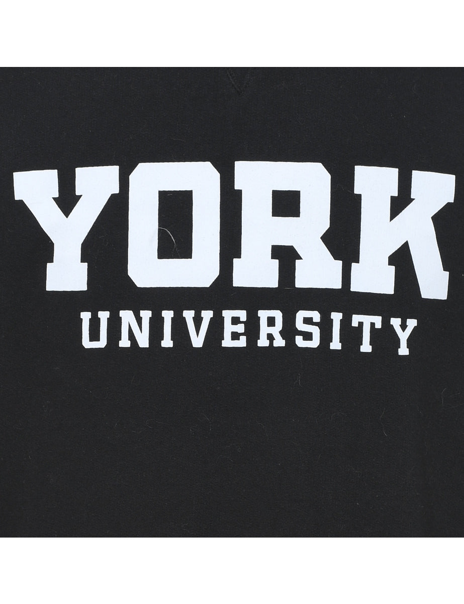 York University Black & White Printed Sweatshirt - XS