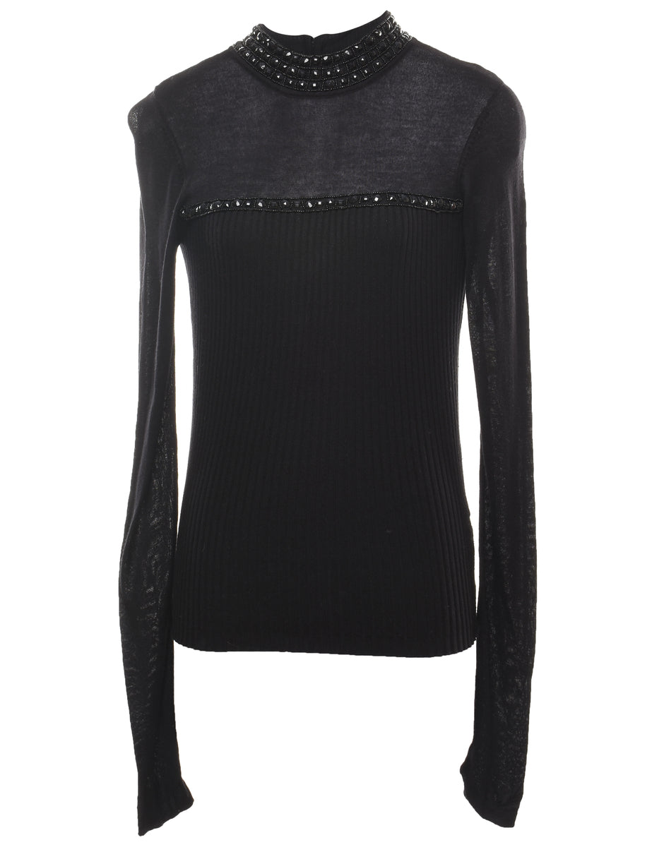 Beaded Fine Knit Jumper - S