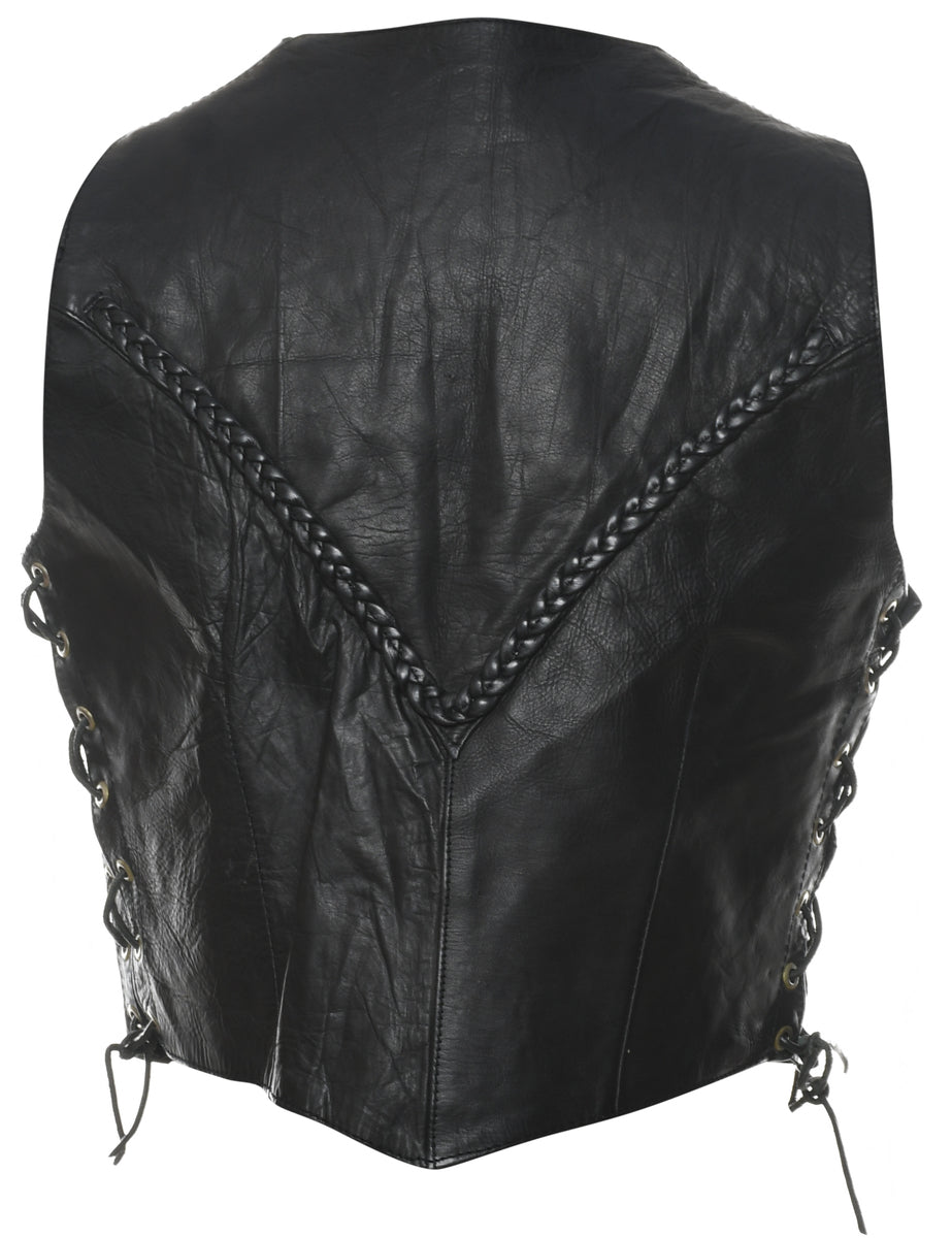 Leather Black Waistcoat - S