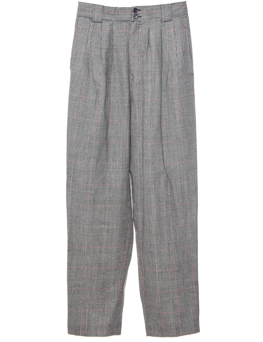 Wool Checked Pattern Trousers - W29 L31