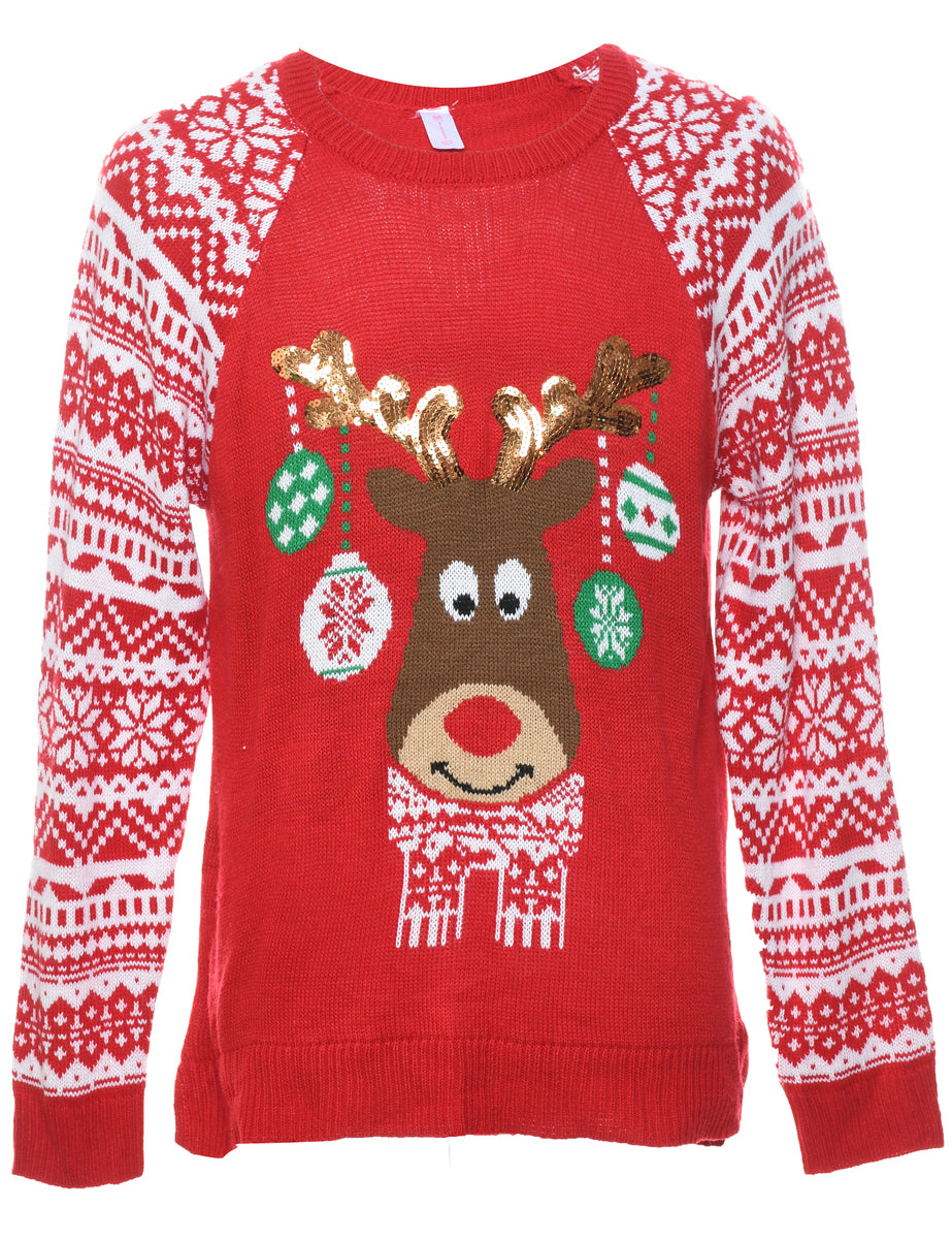 Reindeer Christmas Jumper - M