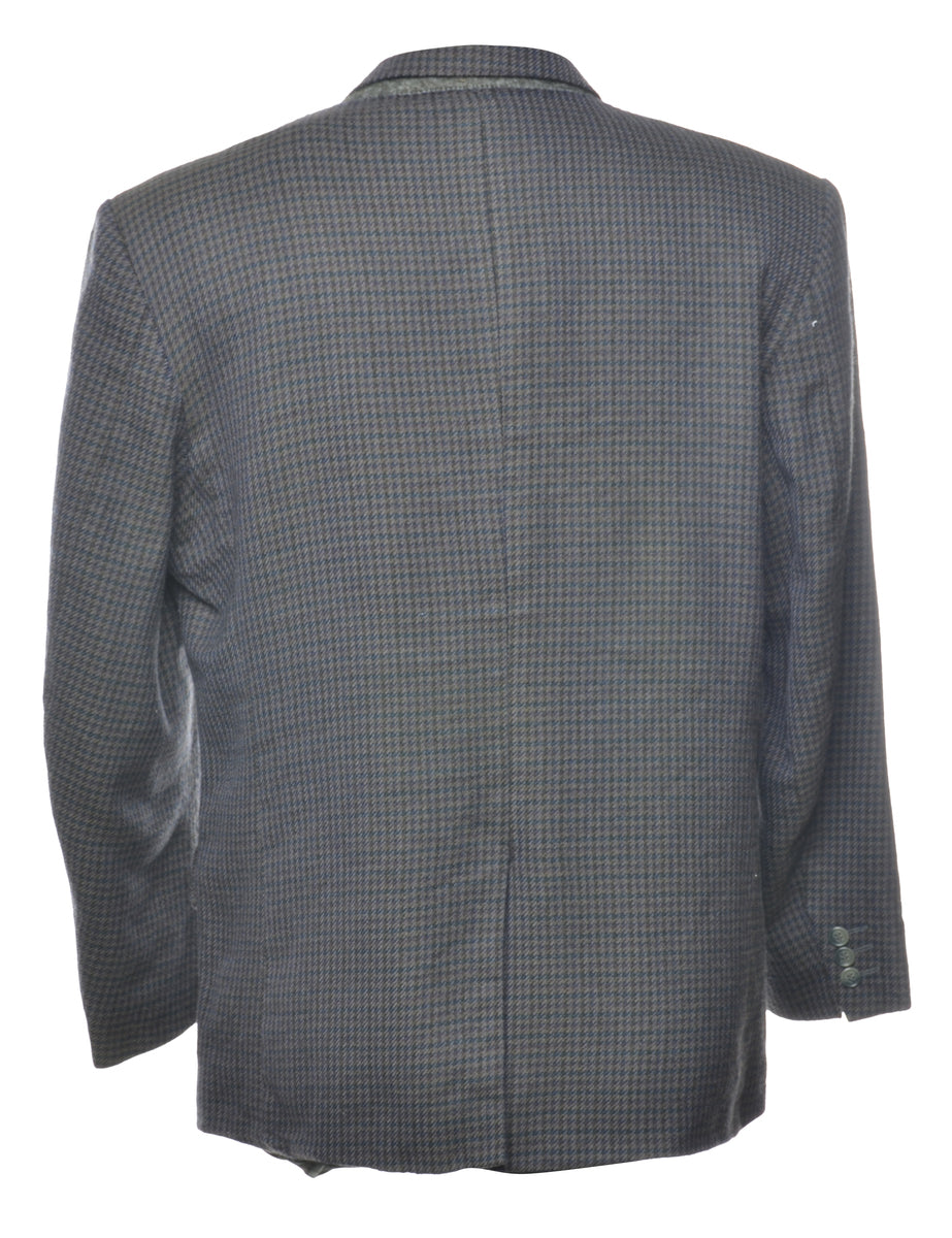 Dogtooth Wool Grey & Blue Blazer - L