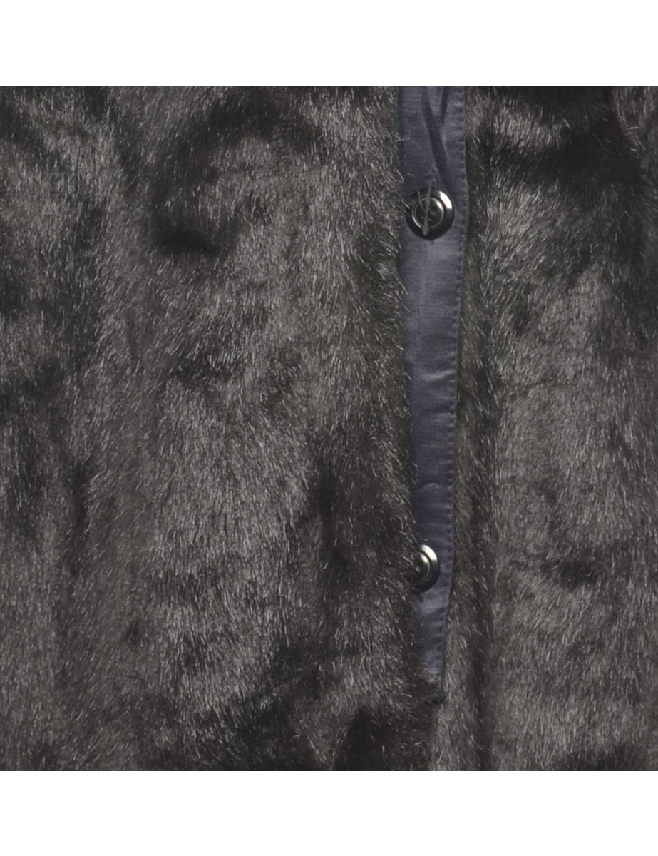 Dark Brown Faux Fur Coat - L