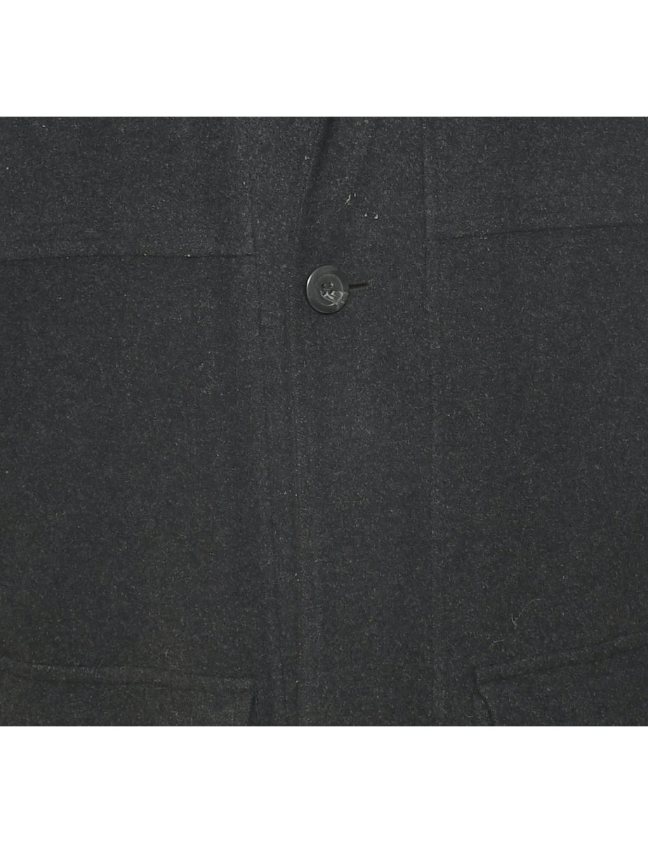 Black Wool Coat - L