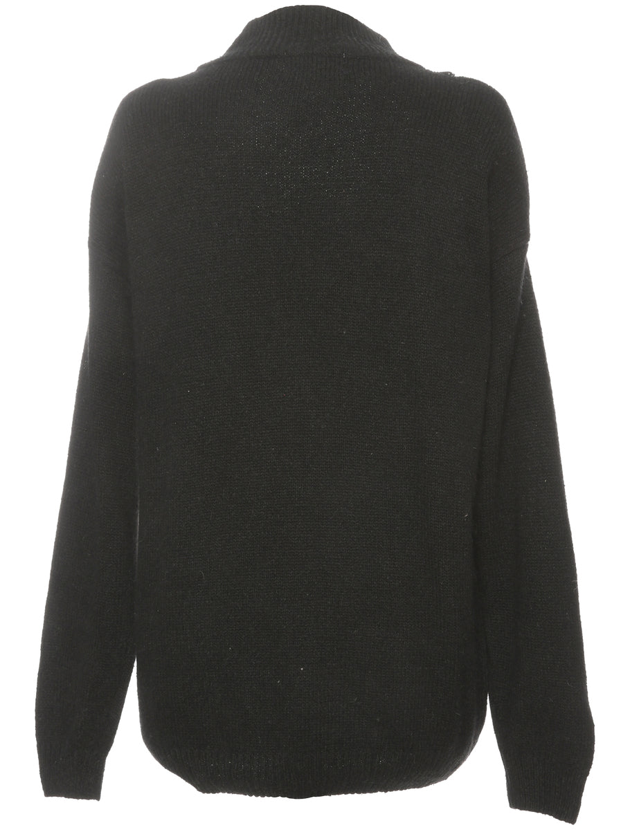 Embellished Black Jumper - M