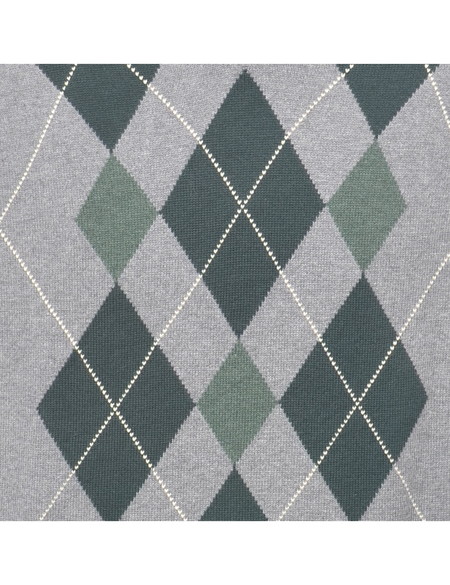 G. H. Bass Argyle Grey Jumper - M