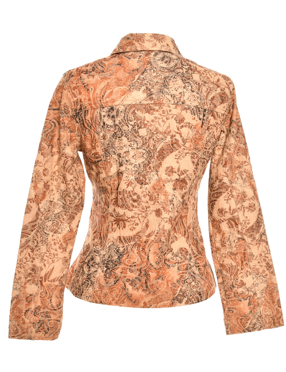 Printed Brown Jacket - L