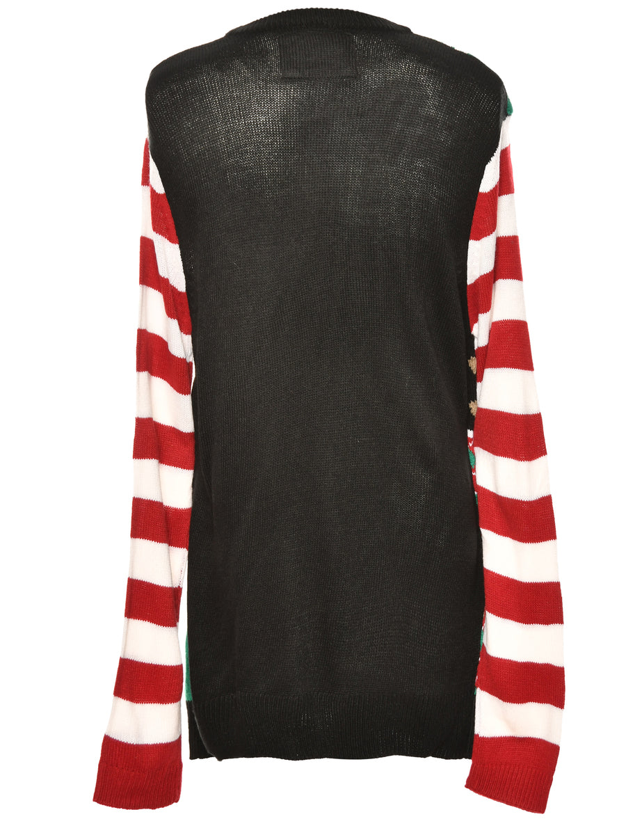 Festive Season Multi-Colour Patterned Christmas Jumper - L