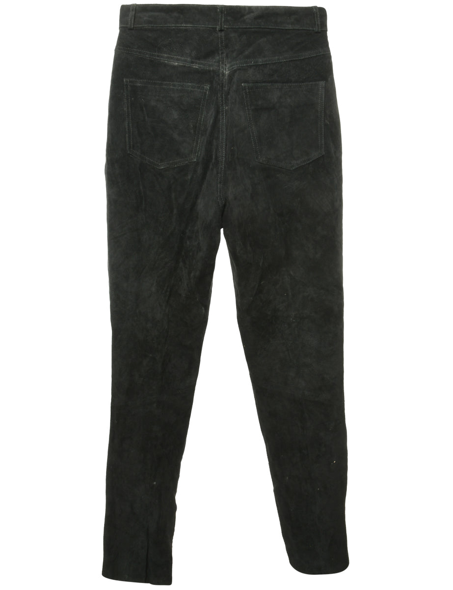 Black Suede Trousers - W28 L31