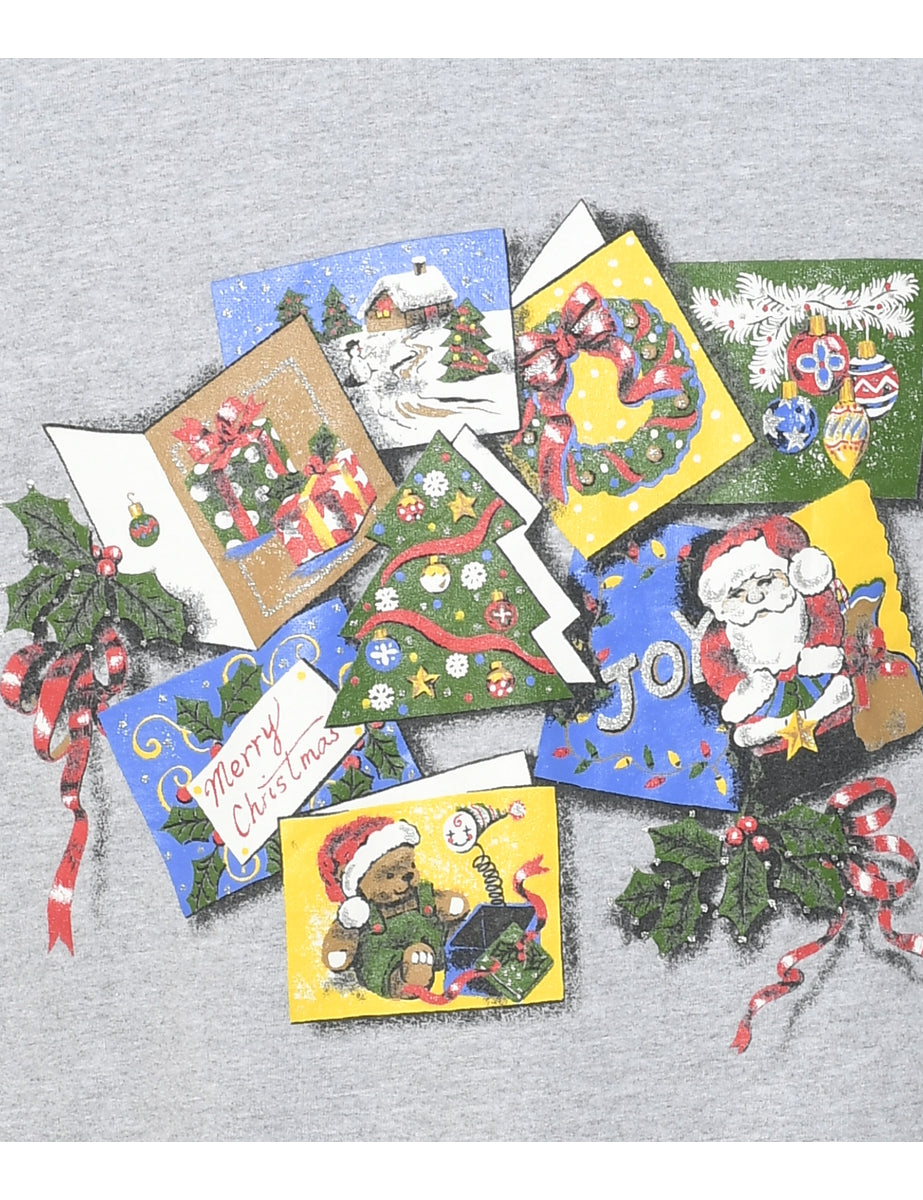 Festive Print Christmas Sweatshirt - L