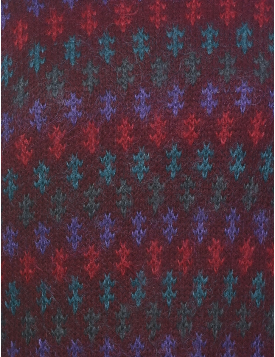 Patterned Maroon Jumper - S