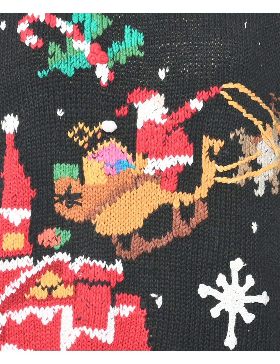 Santa Claus & Reindeer Christmas Jumper - M