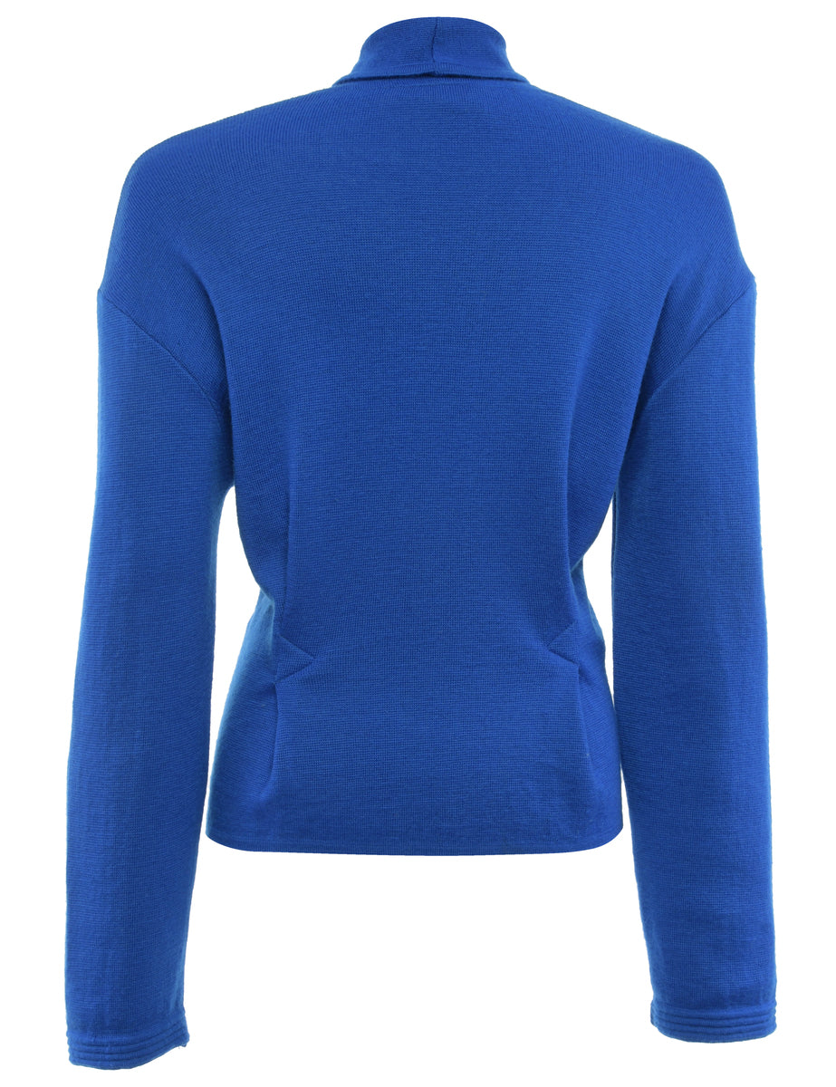 Button Front Blue Cardigan - L