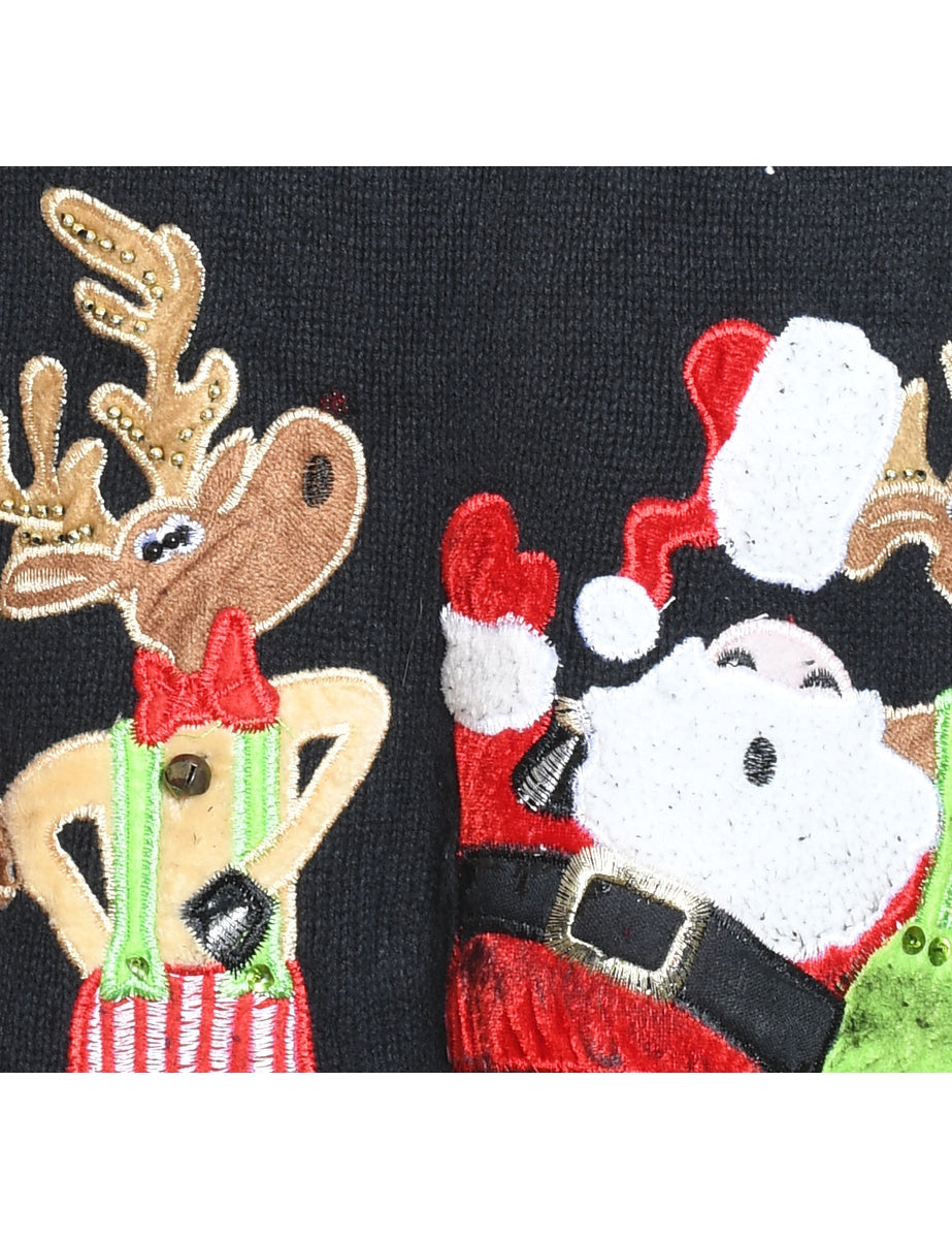 Santa Claus & Reindeer Christmas Jumper - L