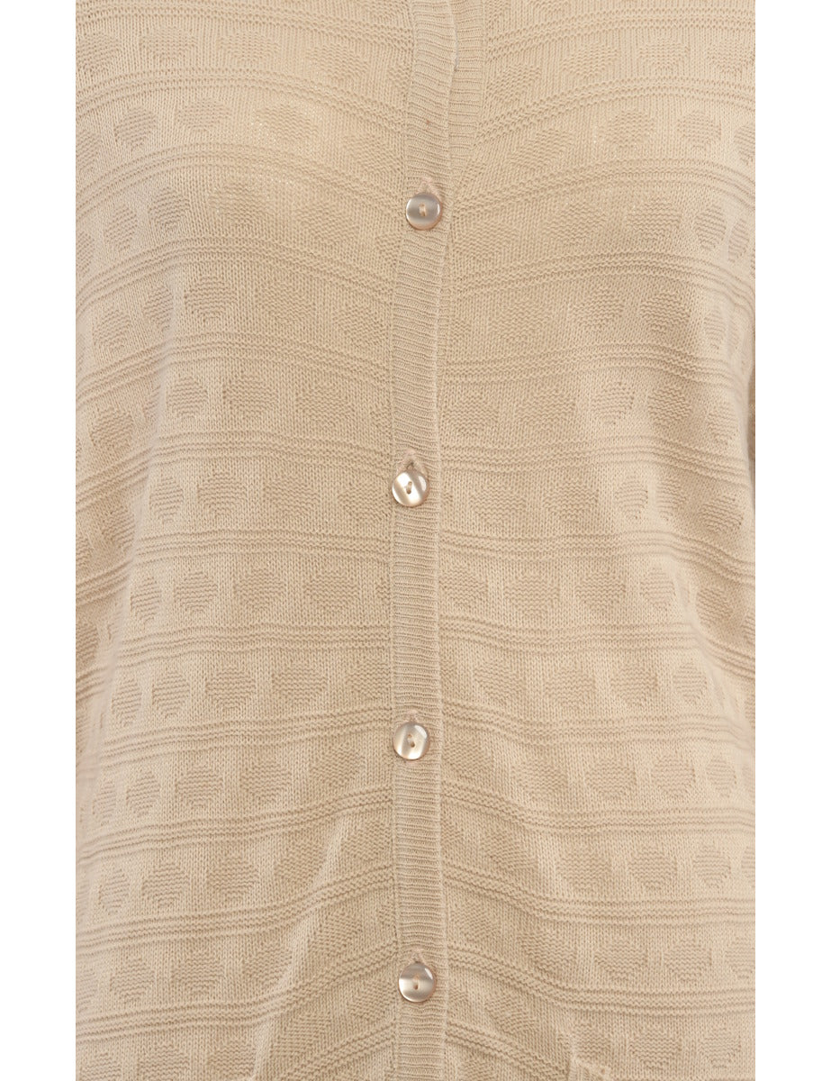 Button Through Brown Cardigan - L