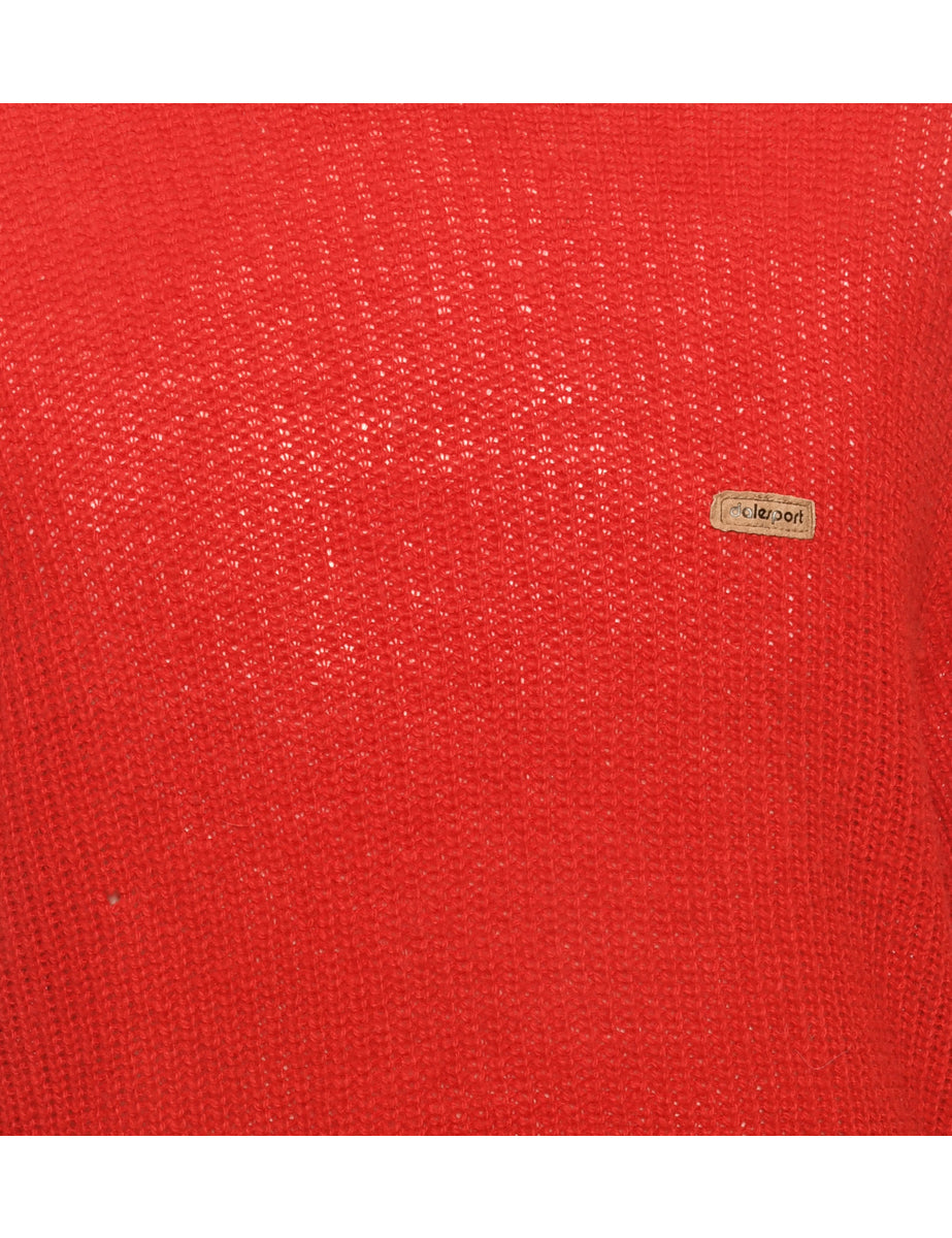 Hand Knitted Red Jumper - M