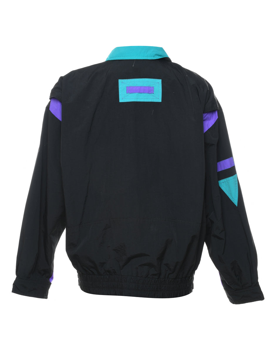 Learsi Black, Purple & Light Blue Contrast Trim Nylon Jacket - M