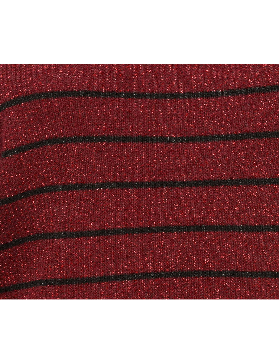 Lurex Thread Pattern Maroon Jumper - L