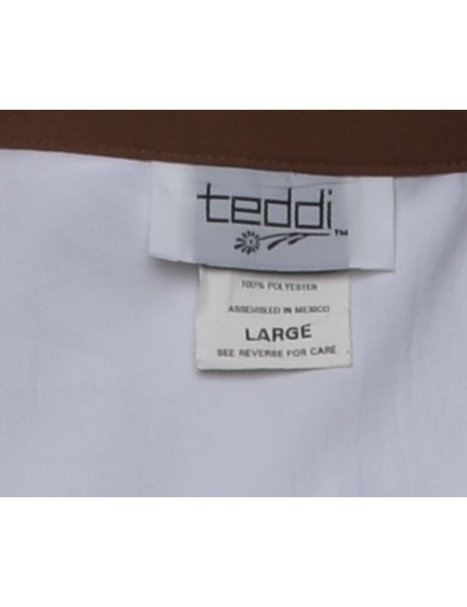Teddi Floral Pattern White & Brown Nylon Jacket - L
