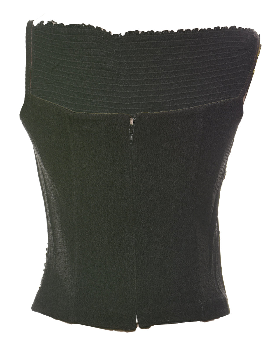 Black Sequined Party Top - S